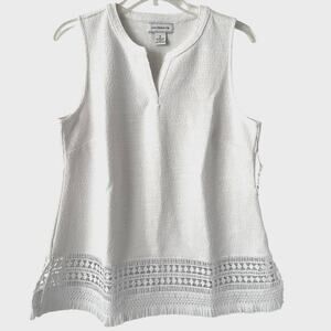 Liz Claiborne Ibiza Waves Sleeveless Top Womens Size M Fringe Travel Stretch